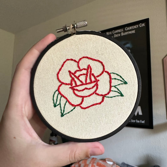 Mini Rose Embroidered Wall Hanging - White Version 2