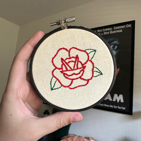 Mini Rose Embroidered Wall Hanging - White Version 1