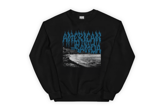 Black sweatshirt with 'American Samoa' blue graphic design on a white background