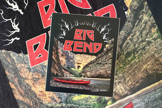 Sticker with a 'Big Bend' graphic design, on a textured background