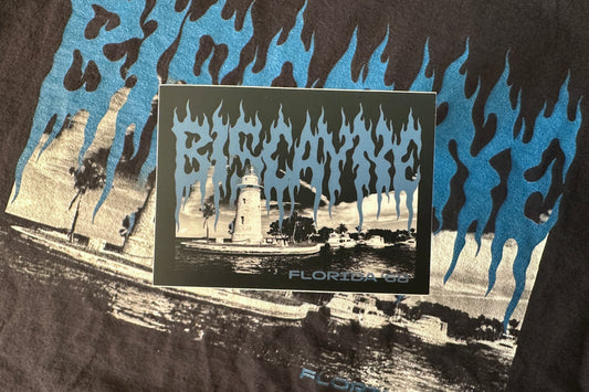 'Biscayne' sticker on a textured background