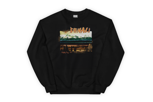 Black sweatshirt with a 'Denali' graphic design on a white background
