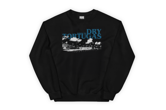 Black sweatshirt with 'Dry Tortugas' text and graphic on a white background