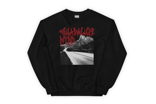 Black sweatshirt with 'Guadalupe Mountains' graphic design and text on a white background