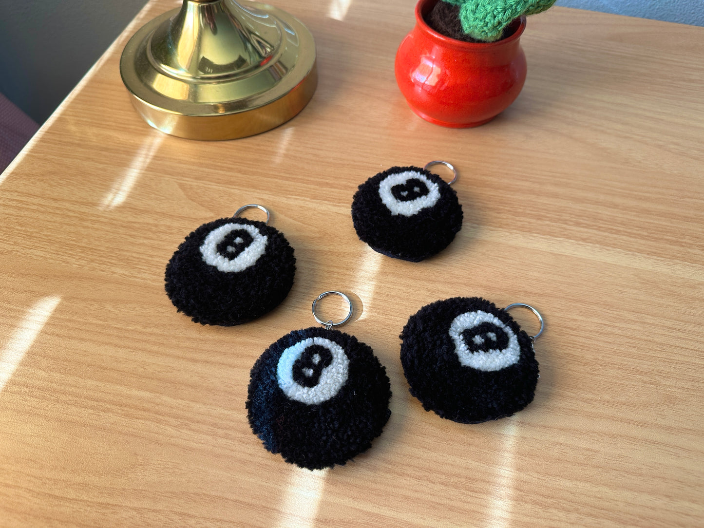 8-Ball Tufted Keychains