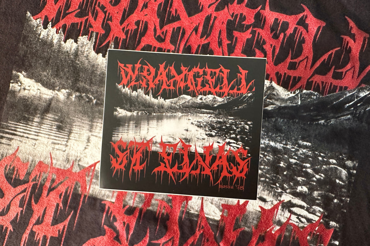 Wrangell St Elias sticker on a textured background